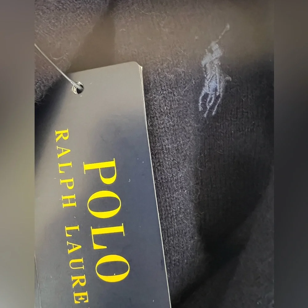 NWT Polo Ralph Lauren Men's 100% Cashmere Dark Blue Crewneck Sweater Size M - Picture 9 of 12